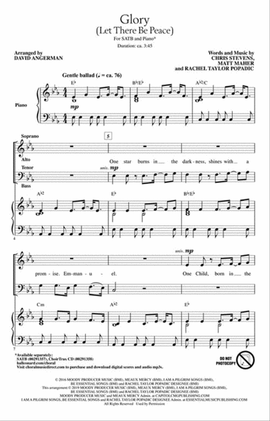 Glory (Let There Be Peace) Choir scores gallery preview page 2