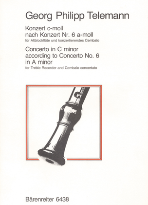 Book cover for Concerto for Recorder and Solo Harpsichord c minor TWV 42:a2