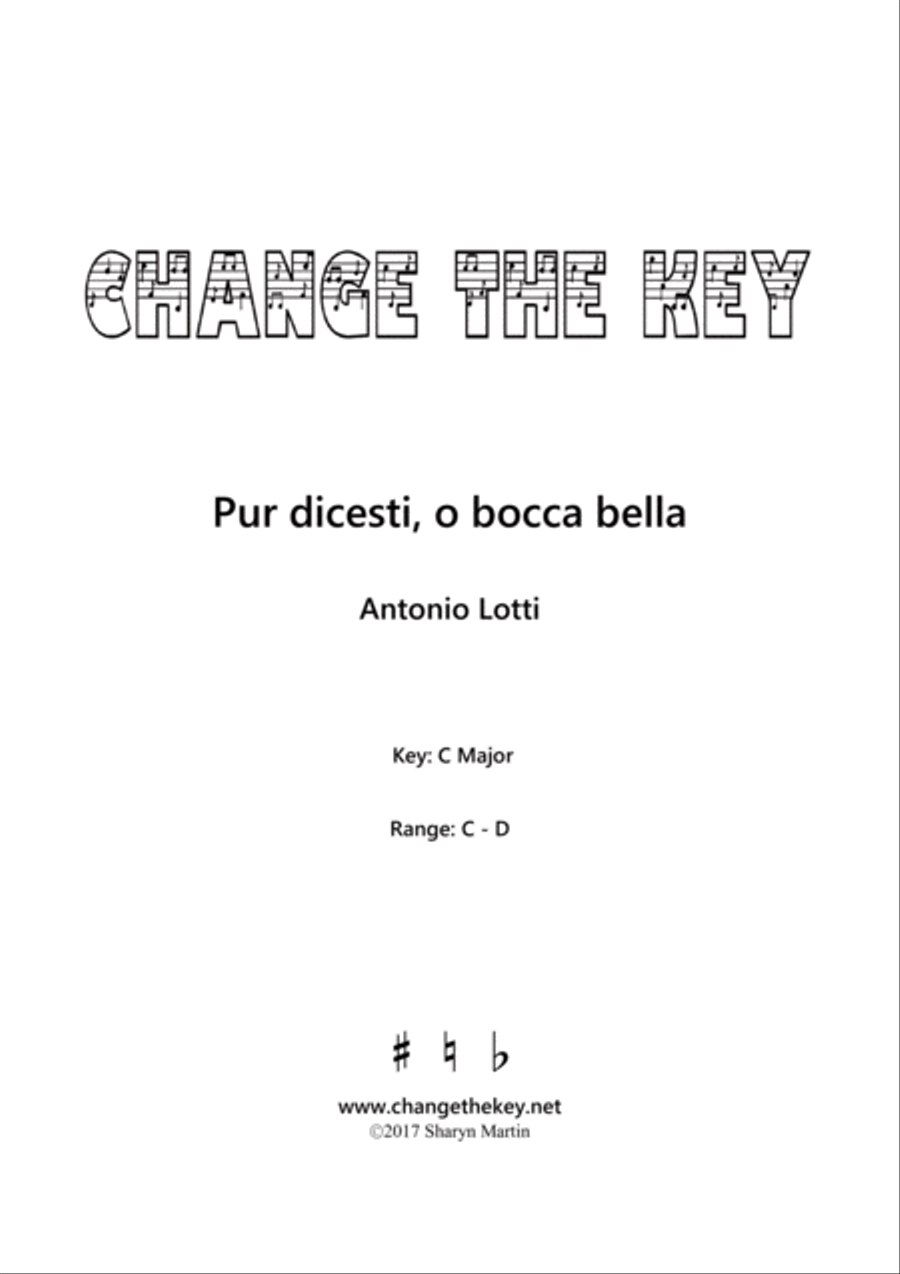 Pur dicesti, o bocca bella - C Major Voice Solo scores gallery preview page 1