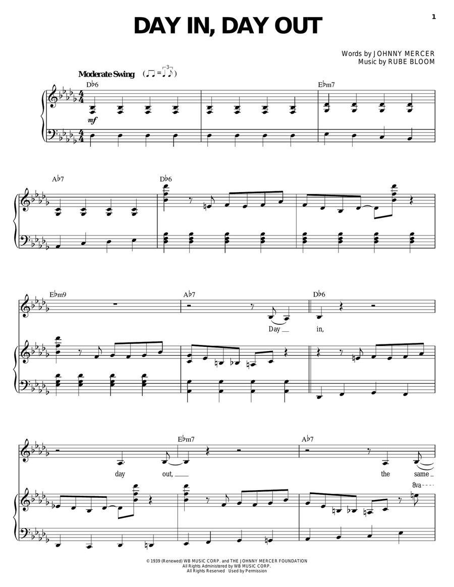 Day In, Day Out Piano, Vocal scores gallery preview page 1