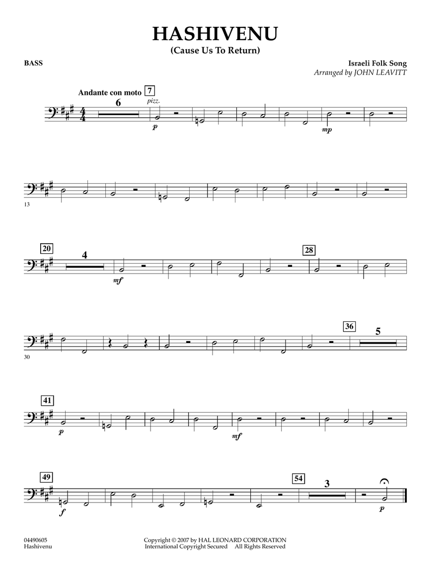 Hashivenu (Cause Us to Return) - String Bass Orchestra scores gallery preview page 1