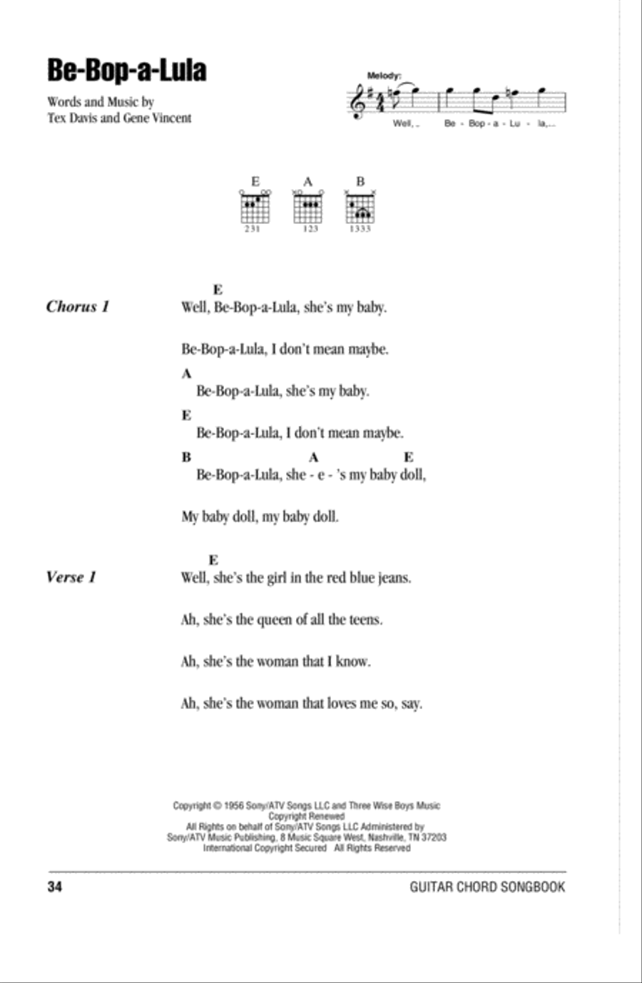 Be-Bop-A-Lula Be-Bop-A-Lula Acoustic Guitar scores gallery preview page 1