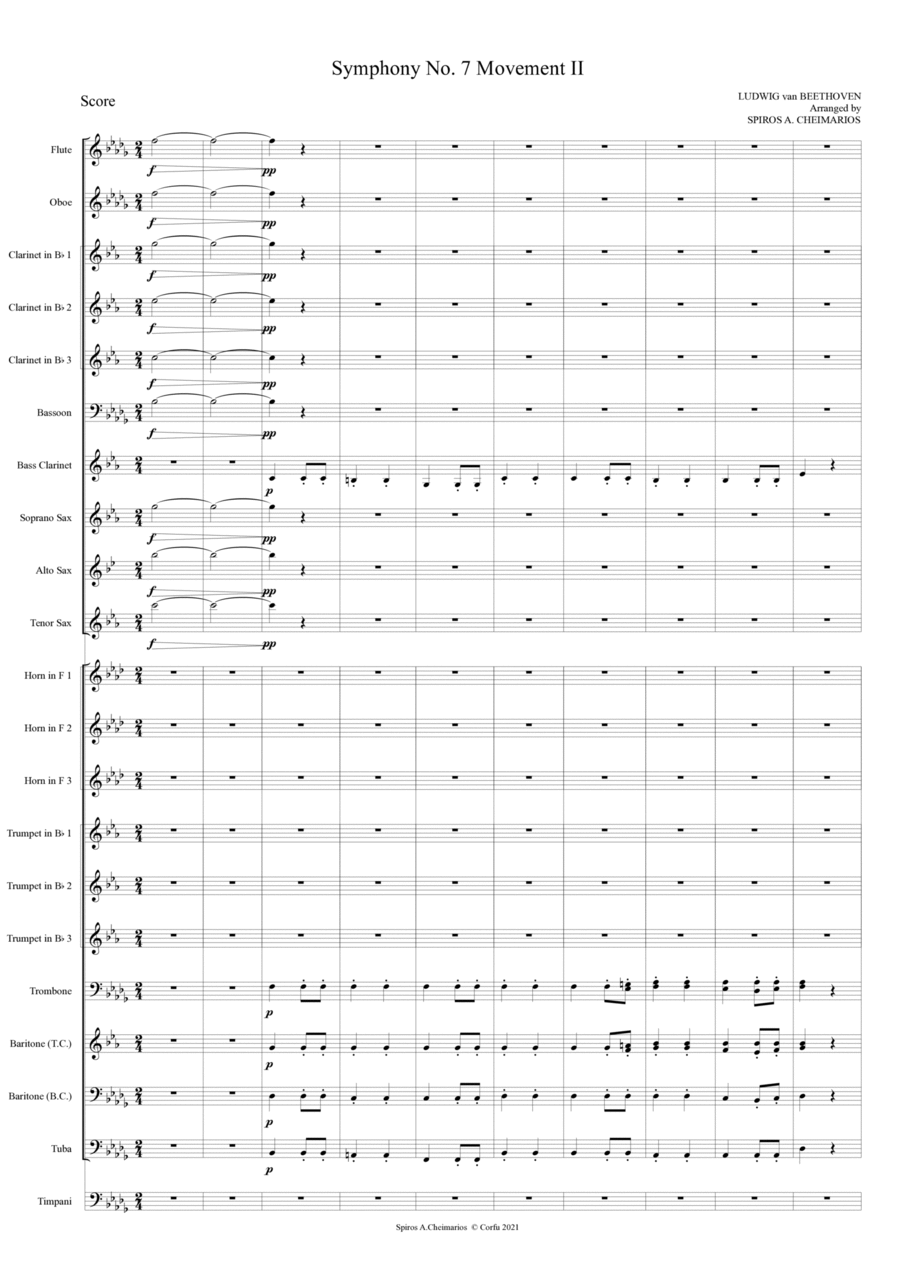 Symphony 7 Movement II Concert Band scores gallery preview page 1