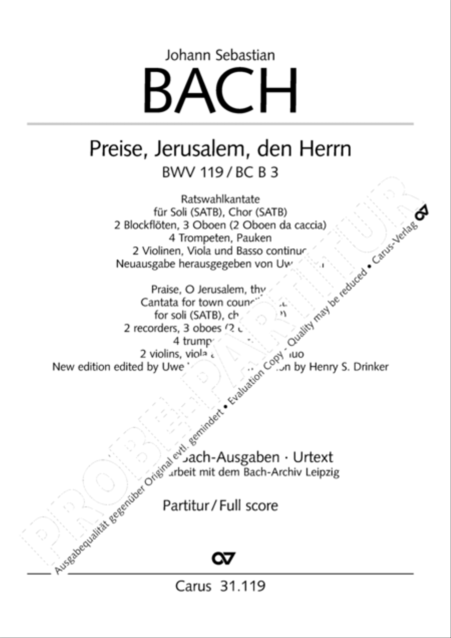 Praise the Lord, O Jerusalem (Preise, Jerusalem, den Herrn) 4-Part scores gallery preview page 2