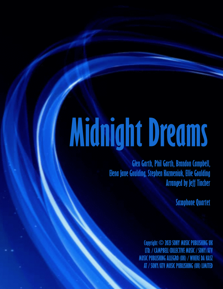 Midnight Dreams Saxophone Quartet scores gallery preview page 1