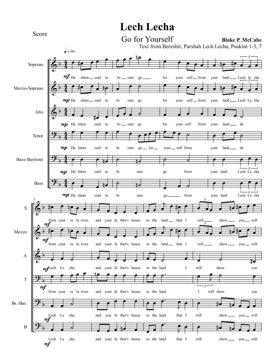 Lech Lecha Choir scores gallery preview page 1