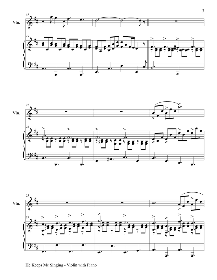 3 GOSPEL HYMN FAVORITES (For Violin & Piano with Score/Parts) Violin Solo scores gallery preview page 4