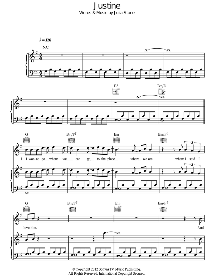 Justine Acoustic Guitar scores gallery preview page 1