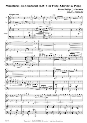 Miniatures, No.6 Saltarell H.88-3 for Flute, Clarinet & Piano