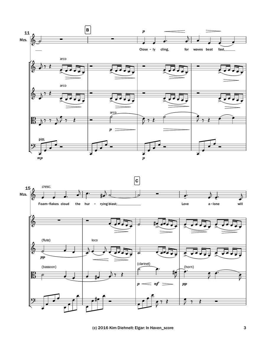 Elgar: In Haven (Capri) from Sea Pictures (Arr. Voice and String Quartet) String Quartet scores gallery preview page 4