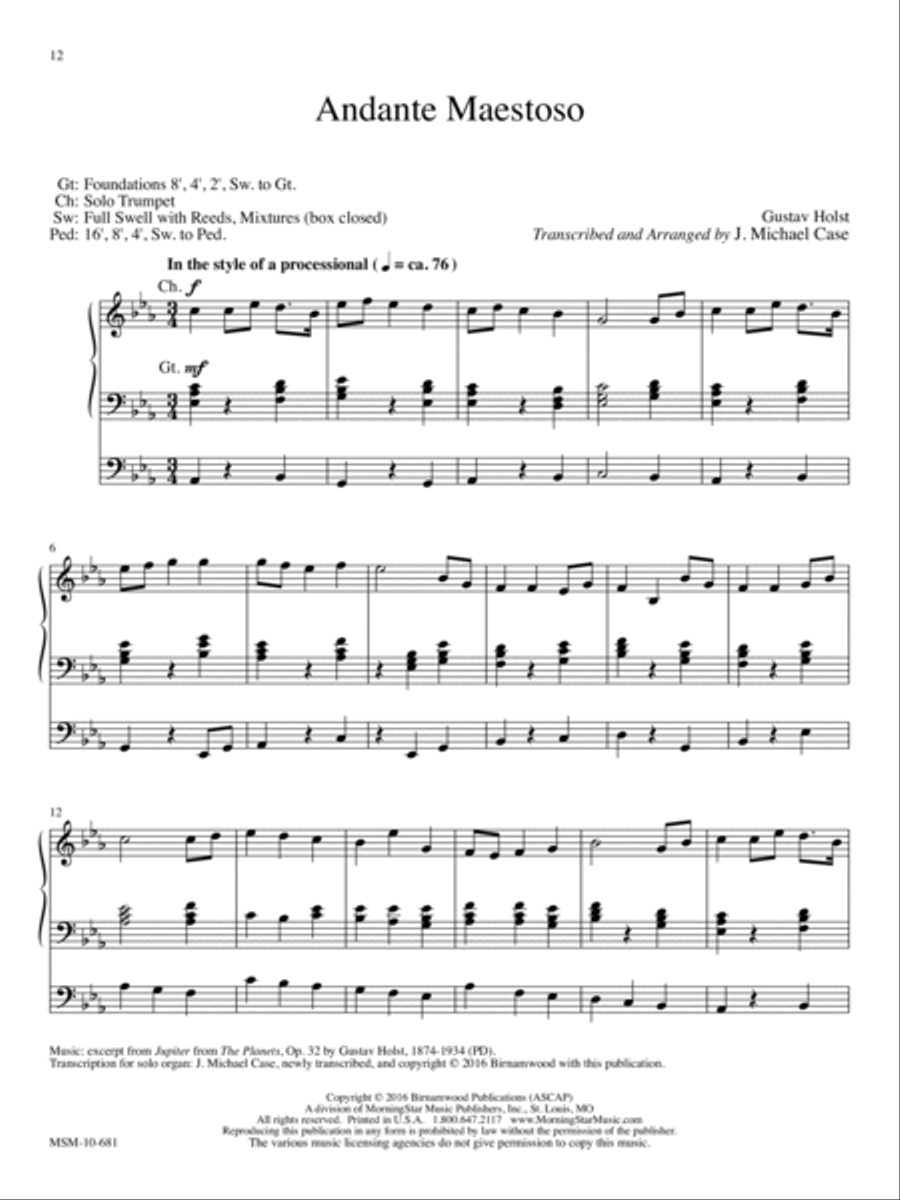 Andante Maestoso Organ scores gallery preview page 1