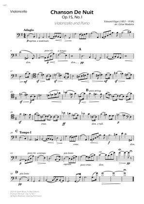 Chanson De Nuit, Op.15 No.1 - Cello and Piano (Individual Parts)
