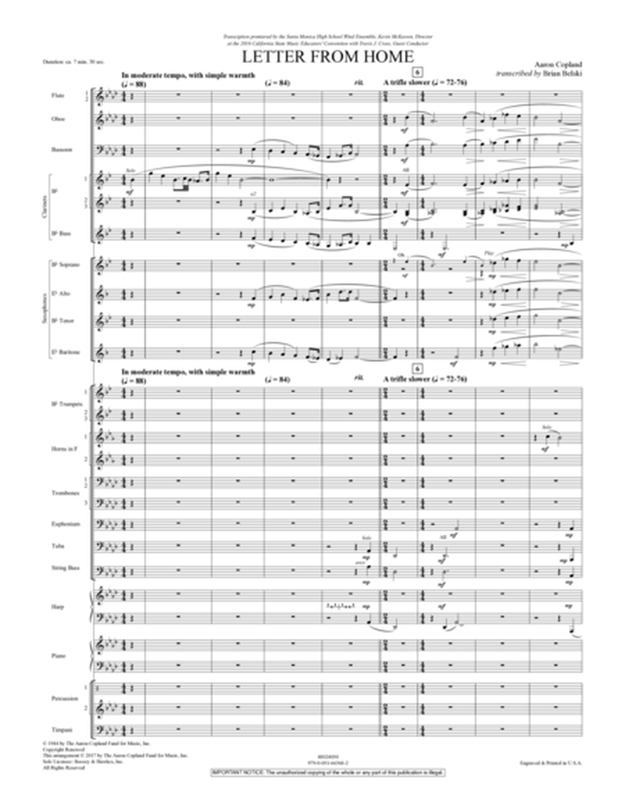 Letter from Home - Conductor Score (Full Score)