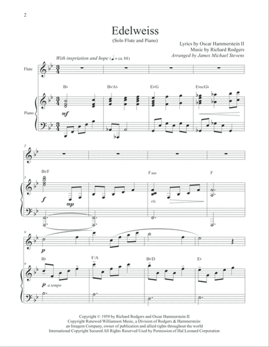 Edelweiss Flute Solo scores gallery preview page 2