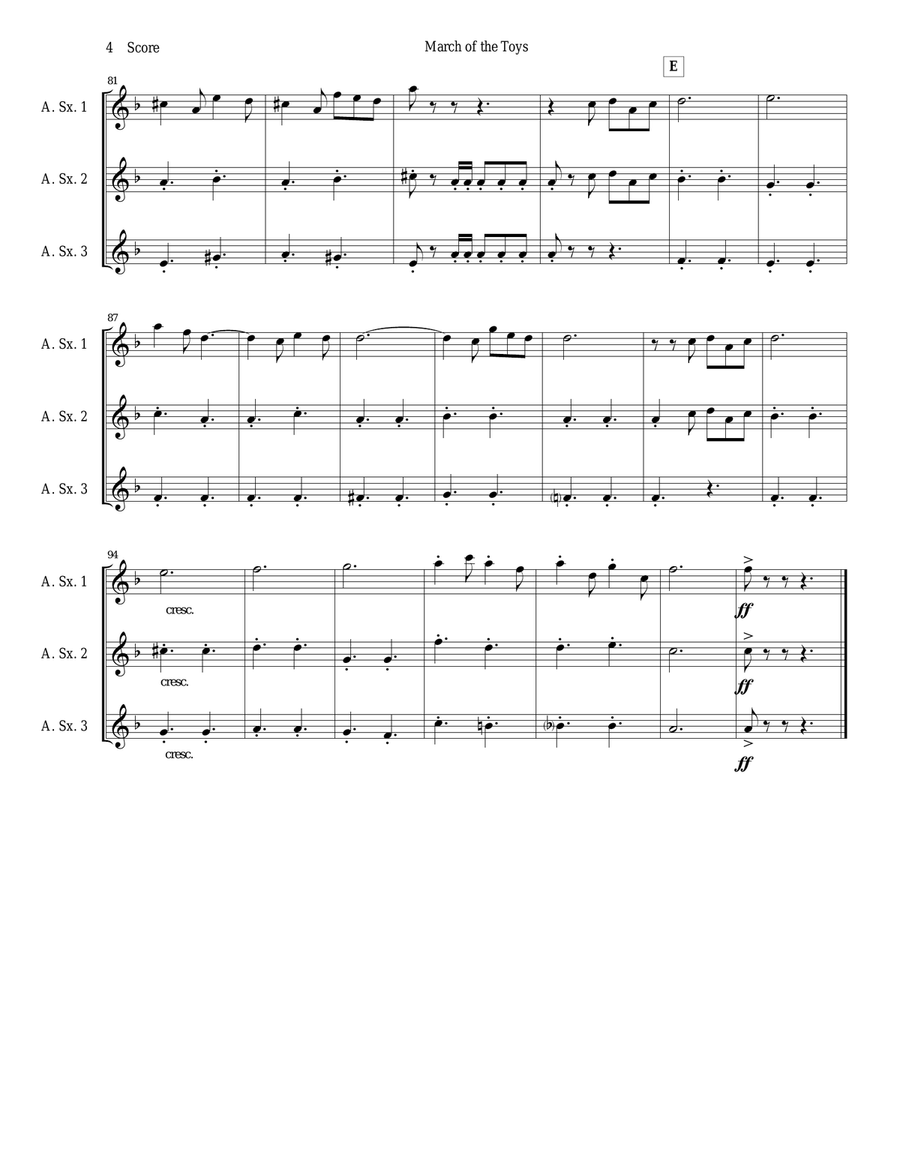 March of the Toys by Victor Herbert set for Saxophone Trio Woodwind Trio scores gallery preview page 4