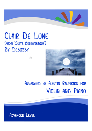 Book cover for Clair De Lune (Debussy) - violin and piano with FREE BACKING TRACK