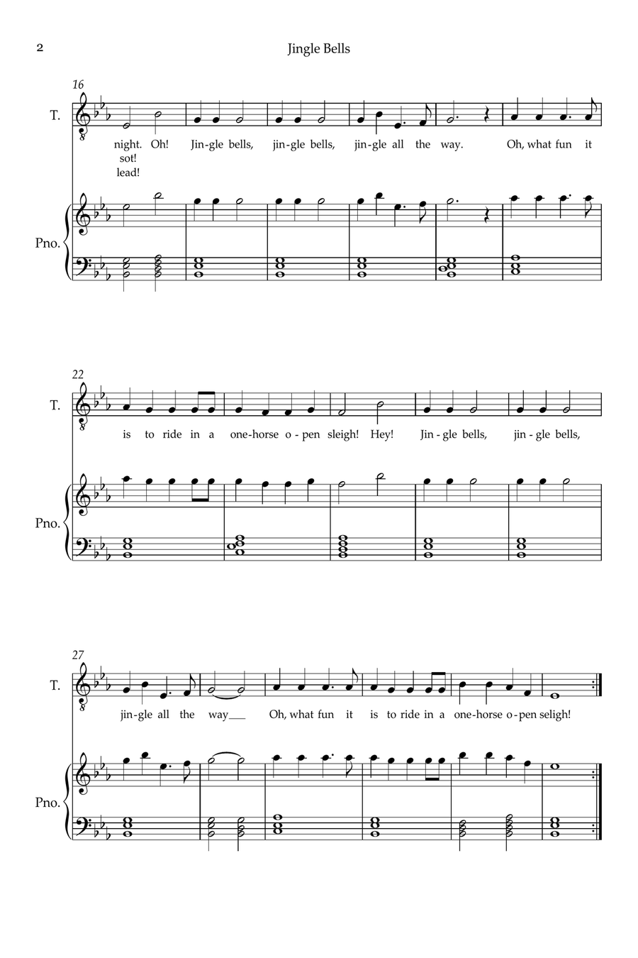 Jingle Bells Jingle Bells Tenor Voice scores gallery preview page 2