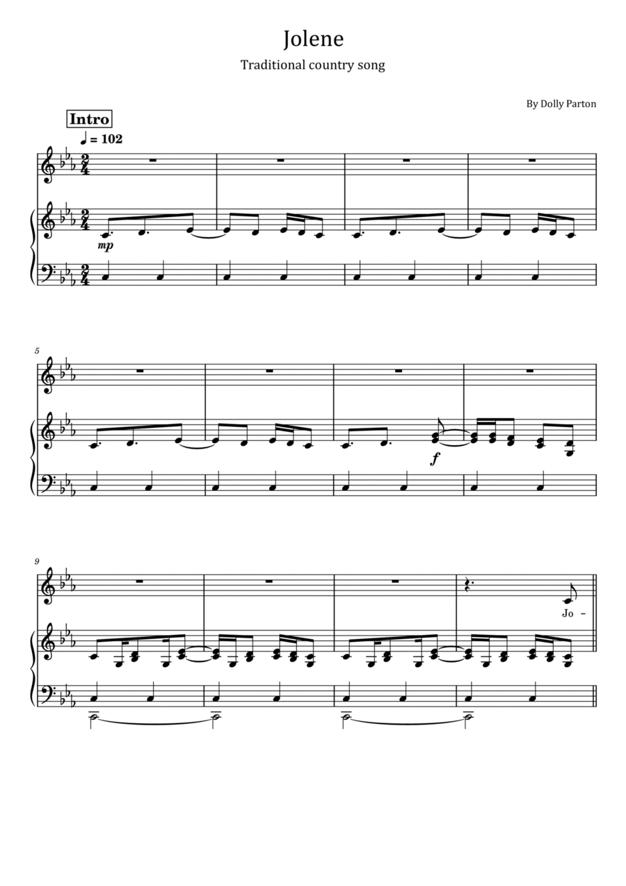 Jolene Jolene Voice scores gallery preview page 1