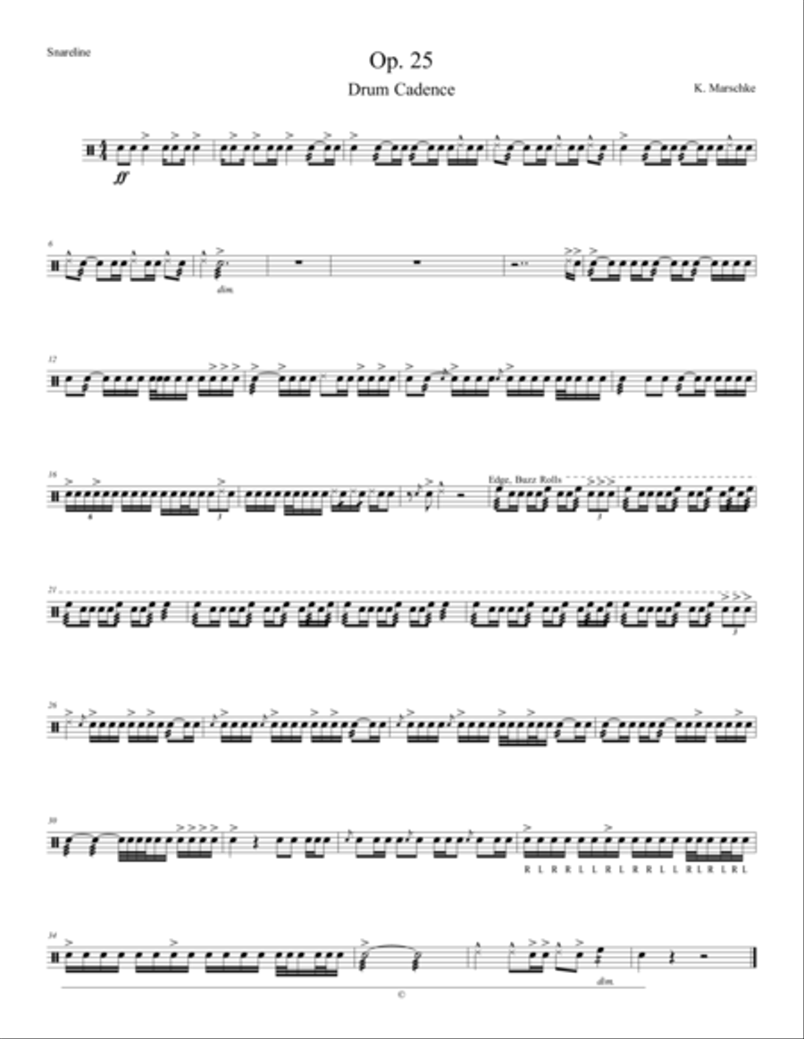 Op. 25 for HS Drumline Op. 25 for HS Drumline Percussion Ensemble scores gallery preview page 1