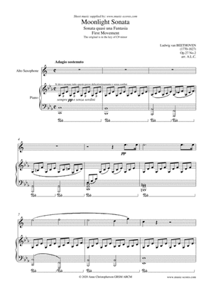 Book cover for Moonlight Sonata - 1st movement - Alto Sax