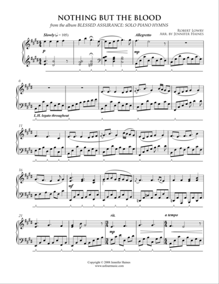 Nothing But The Blood Piano Solo scores gallery preview page 1