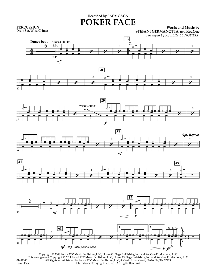 Poker Face - Percussion Orchestra scores gallery preview page 1