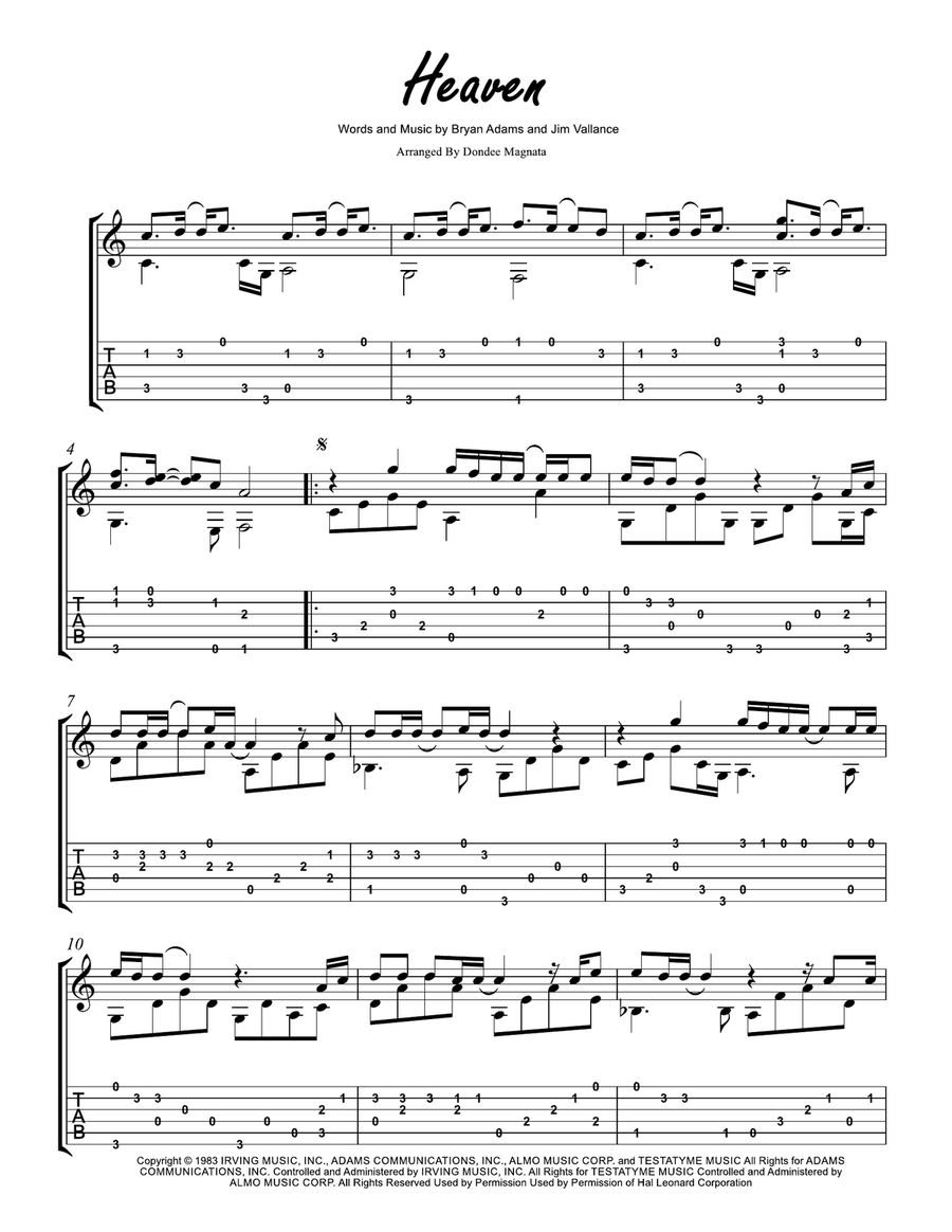 Heaven Acoustic Guitar scores gallery preview page 1