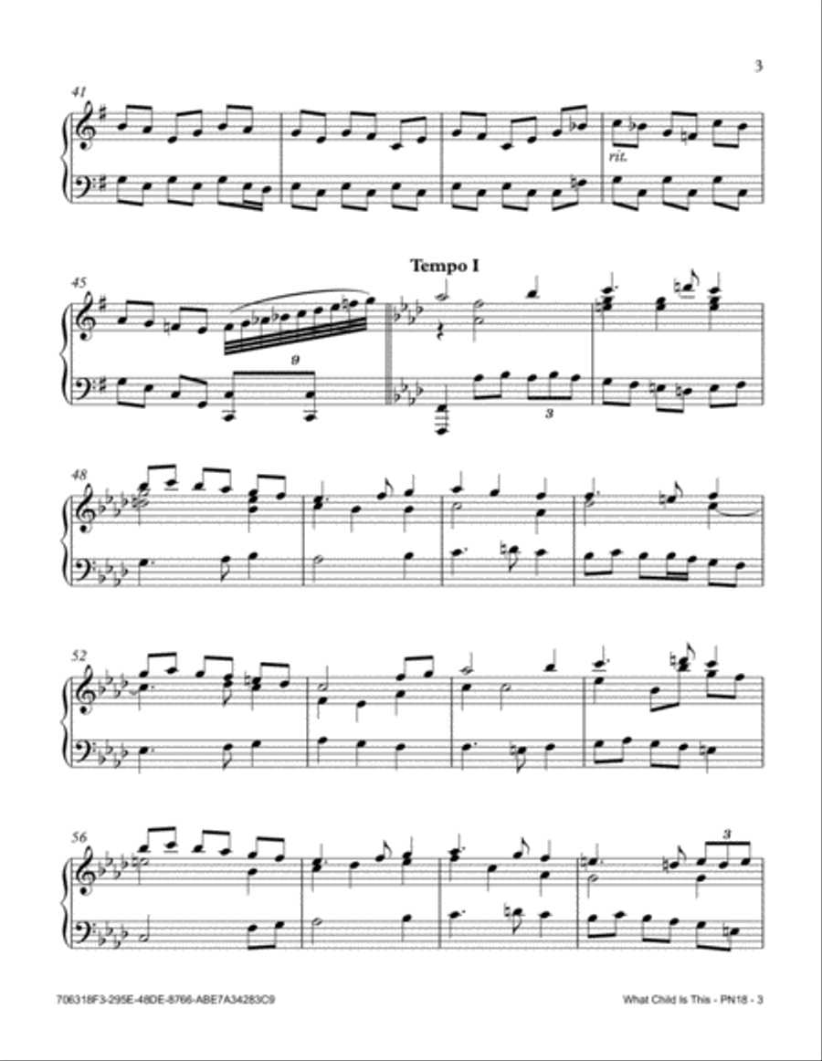 What Child Is This (Greensleeves) Piano Solo scores gallery preview page 3