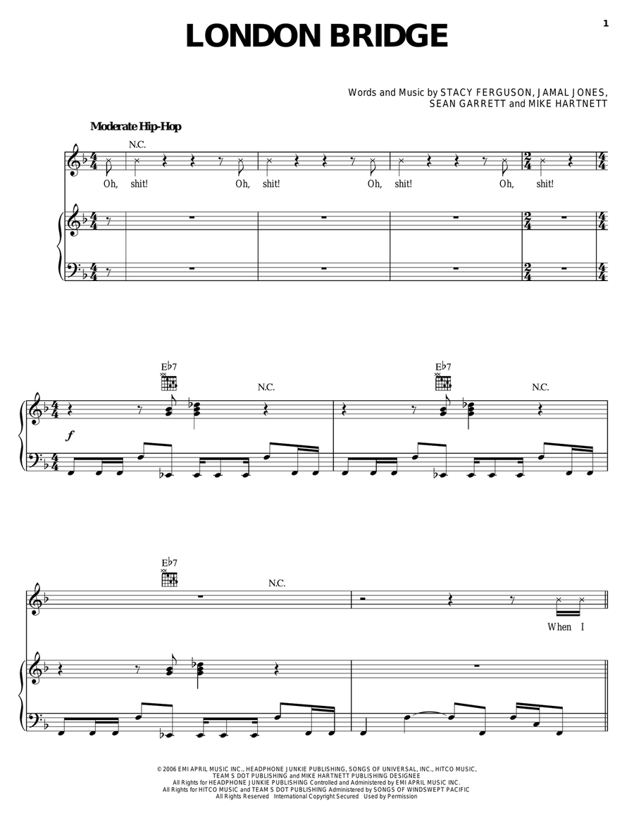 London Bridge Piano, Vocal, Guitar scores gallery preview page 1