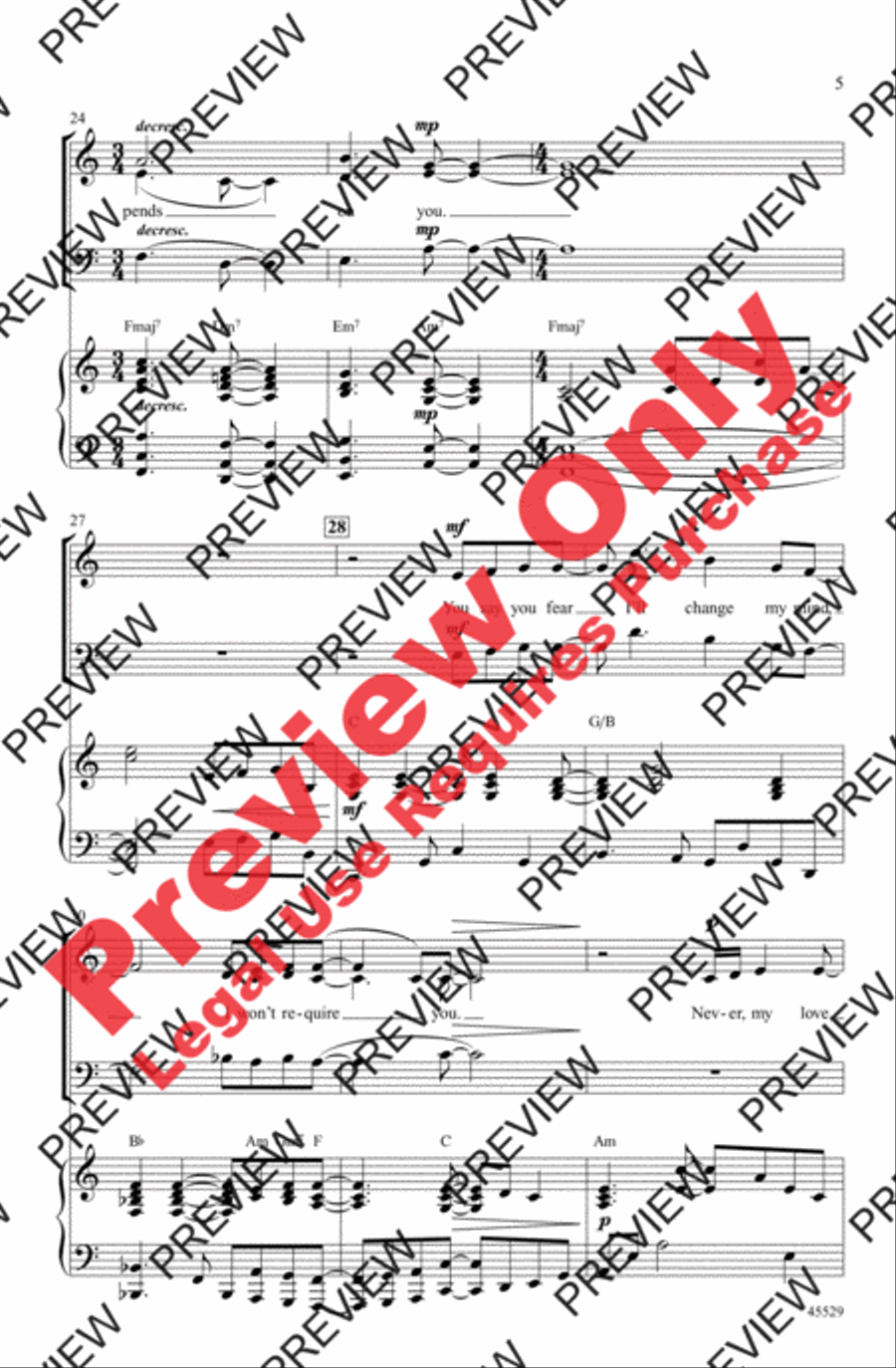 Never My Love Never My Love 3-Part scores gallery preview page 5