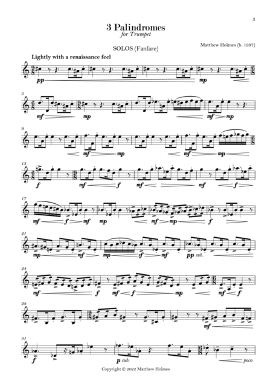 Three Palindromes Chamber Music scores gallery preview page 3