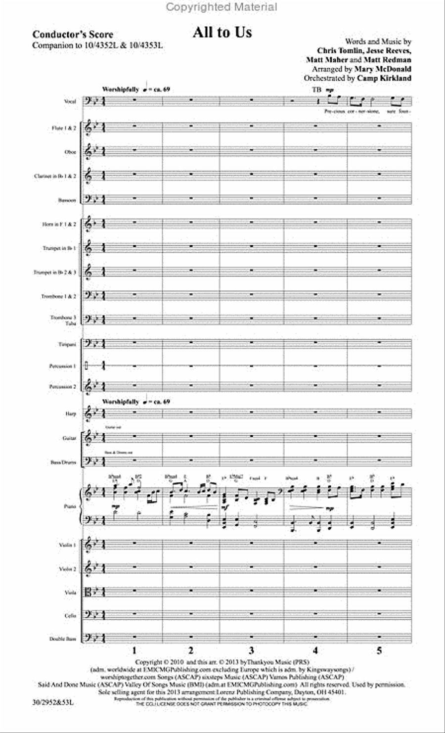 All to Us - Orchestral Score and Parts Choir scores gallery preview page 2