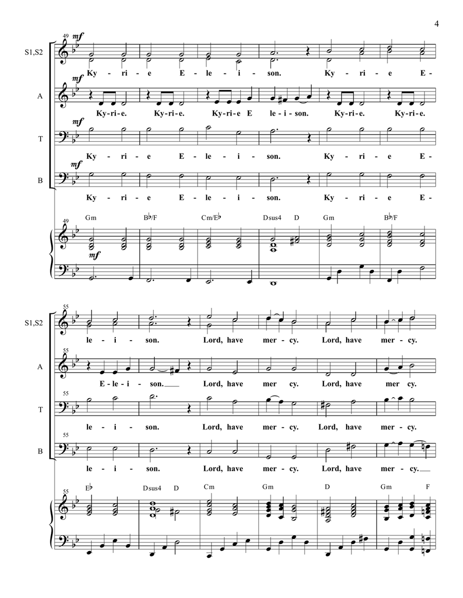 Kyrie (Lord Have Mercy) 4-Part scores gallery preview page 5