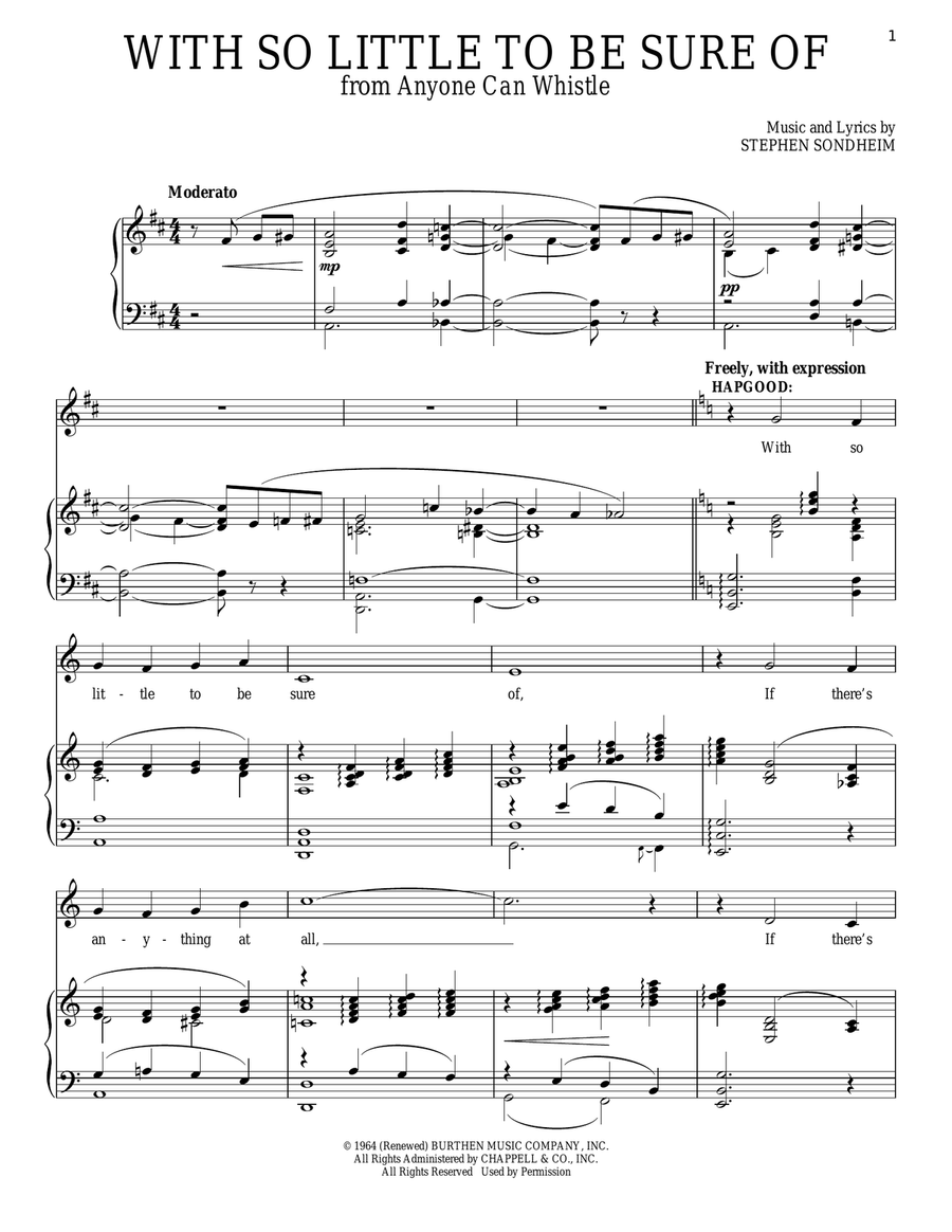 With So Little To Be Sure Of Piano, Vocal scores gallery preview page 1