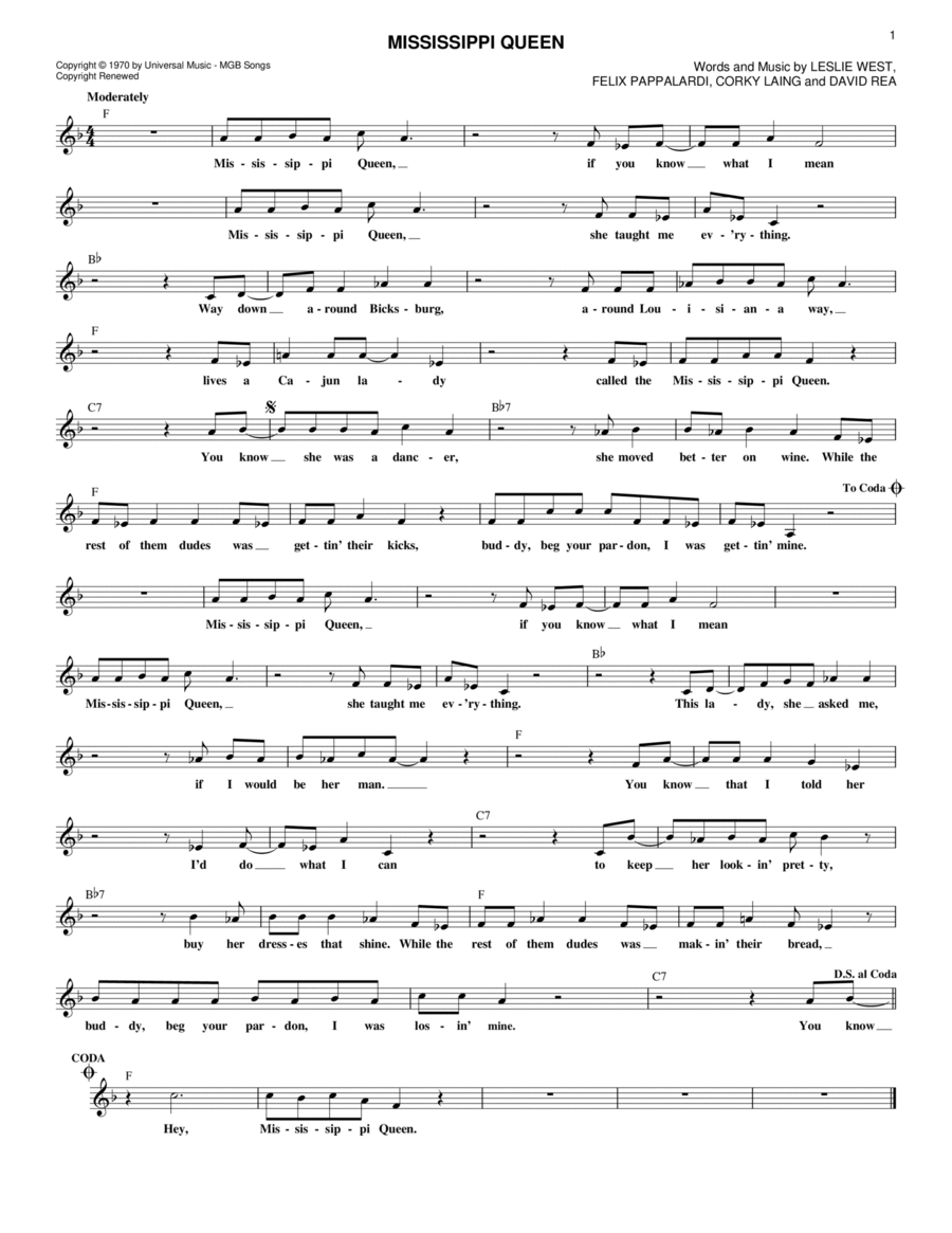 Mississippi Queen Piano scores gallery preview page 1
