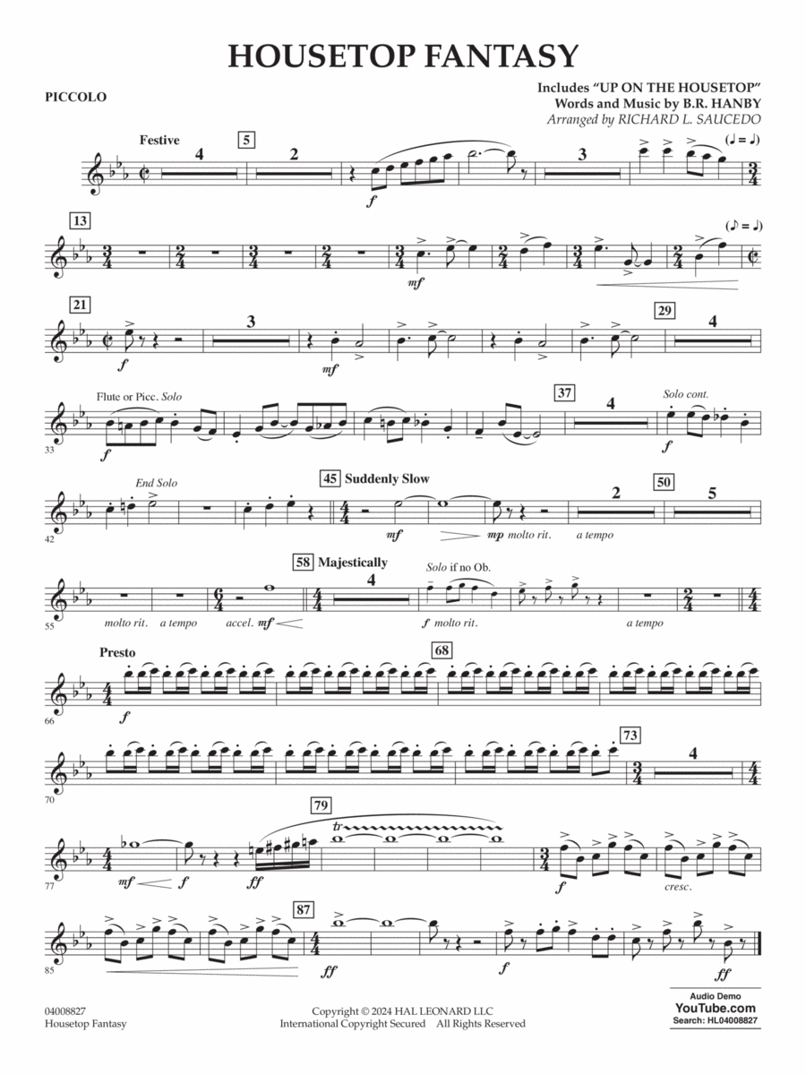 Book cover for Housetop Fantasy (arr. Richard L. Saucedo) - Piccolo