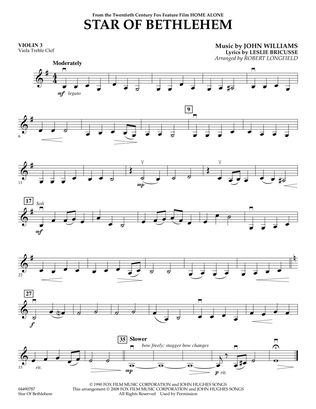 Star of Bethlehem (from "Home Alone") - Violin 3 (Viola Treble Clef)
