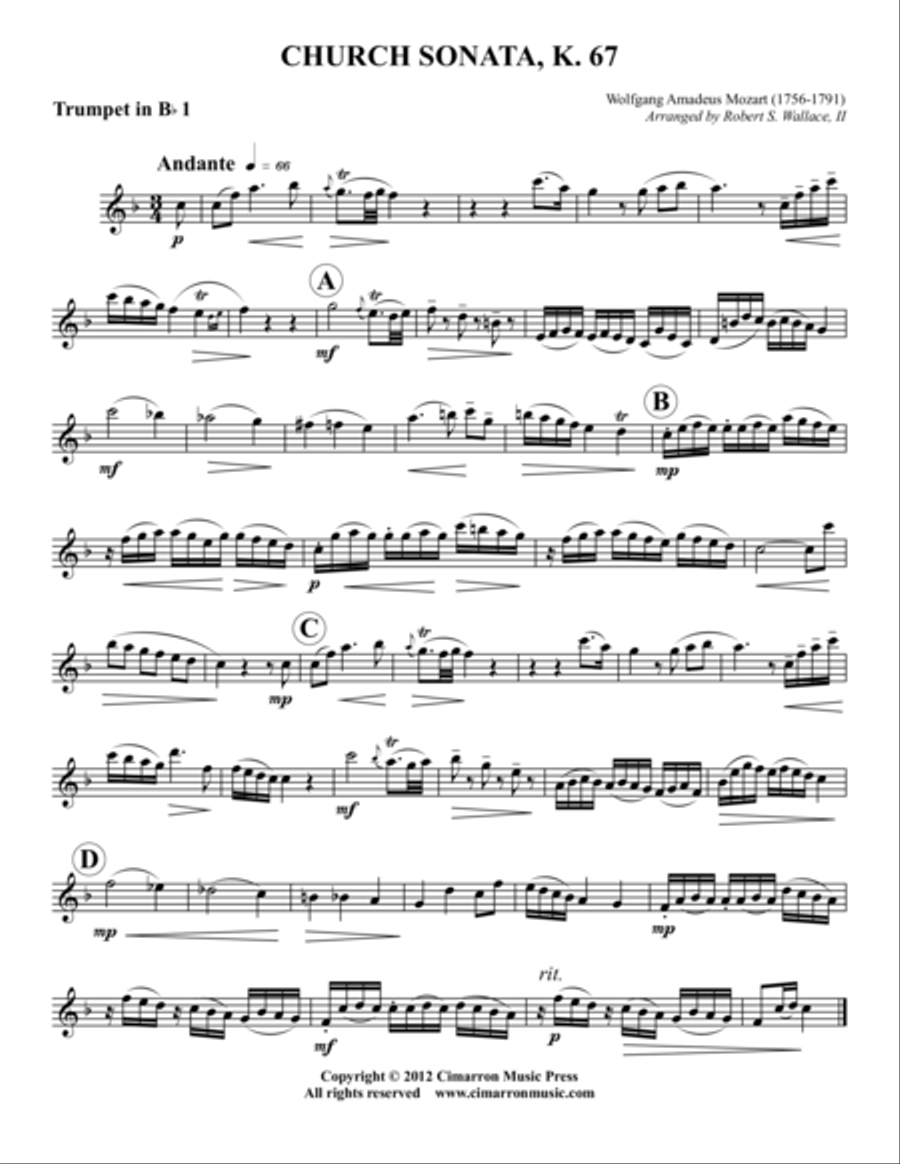 Church Sonata, K. 67 Brass Quintet scores gallery preview page 3