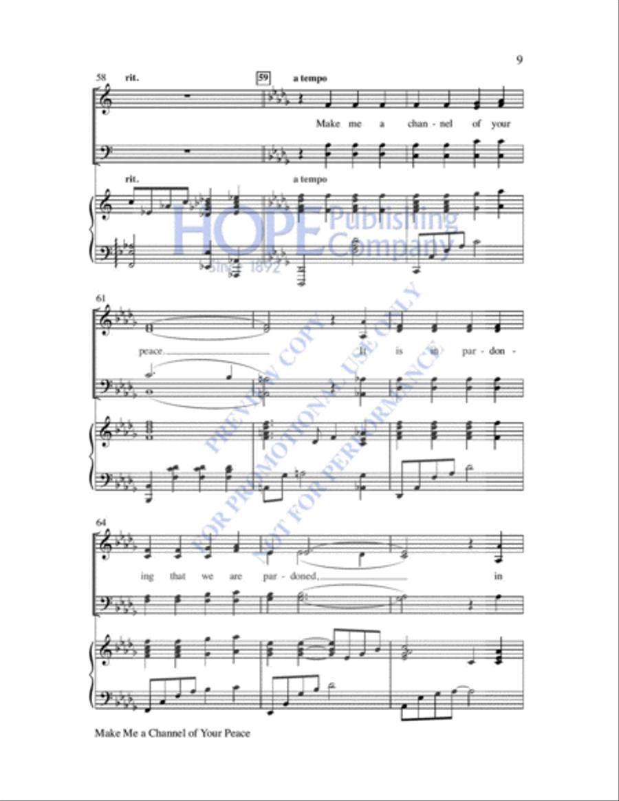 Make Me a Channel of Your Peace 4-Part scores gallery preview page 10