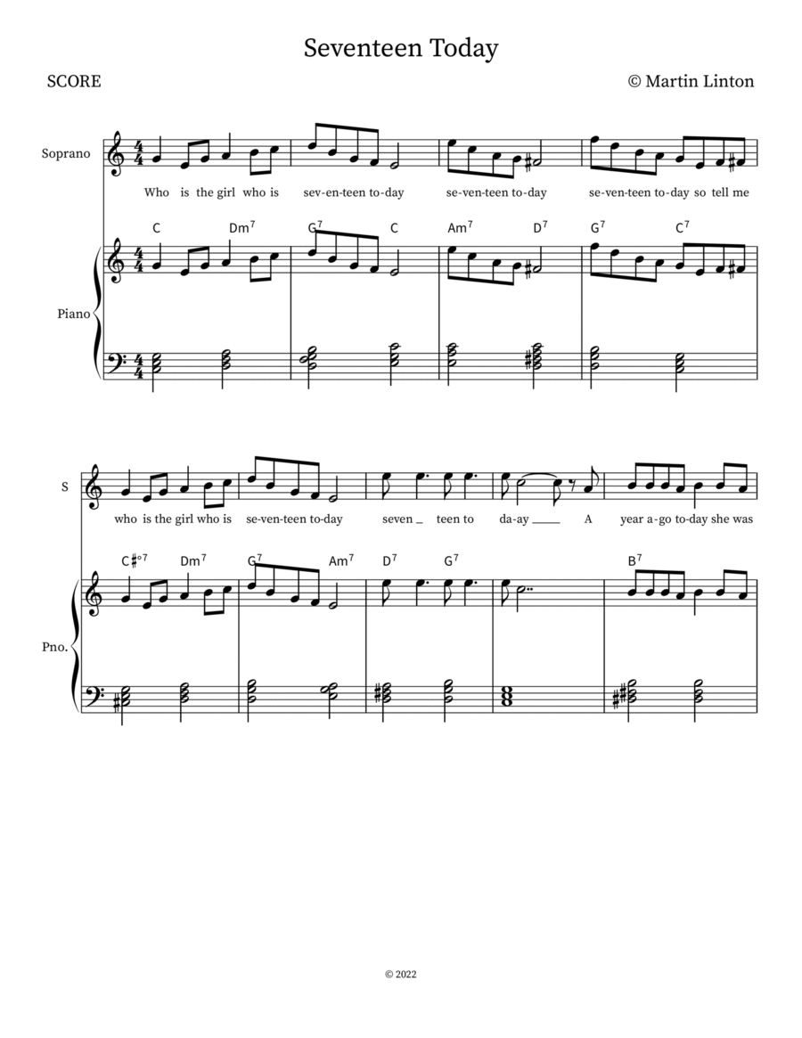 Seventeen Today Seventeen Today Easy Piano scores gallery preview page 1