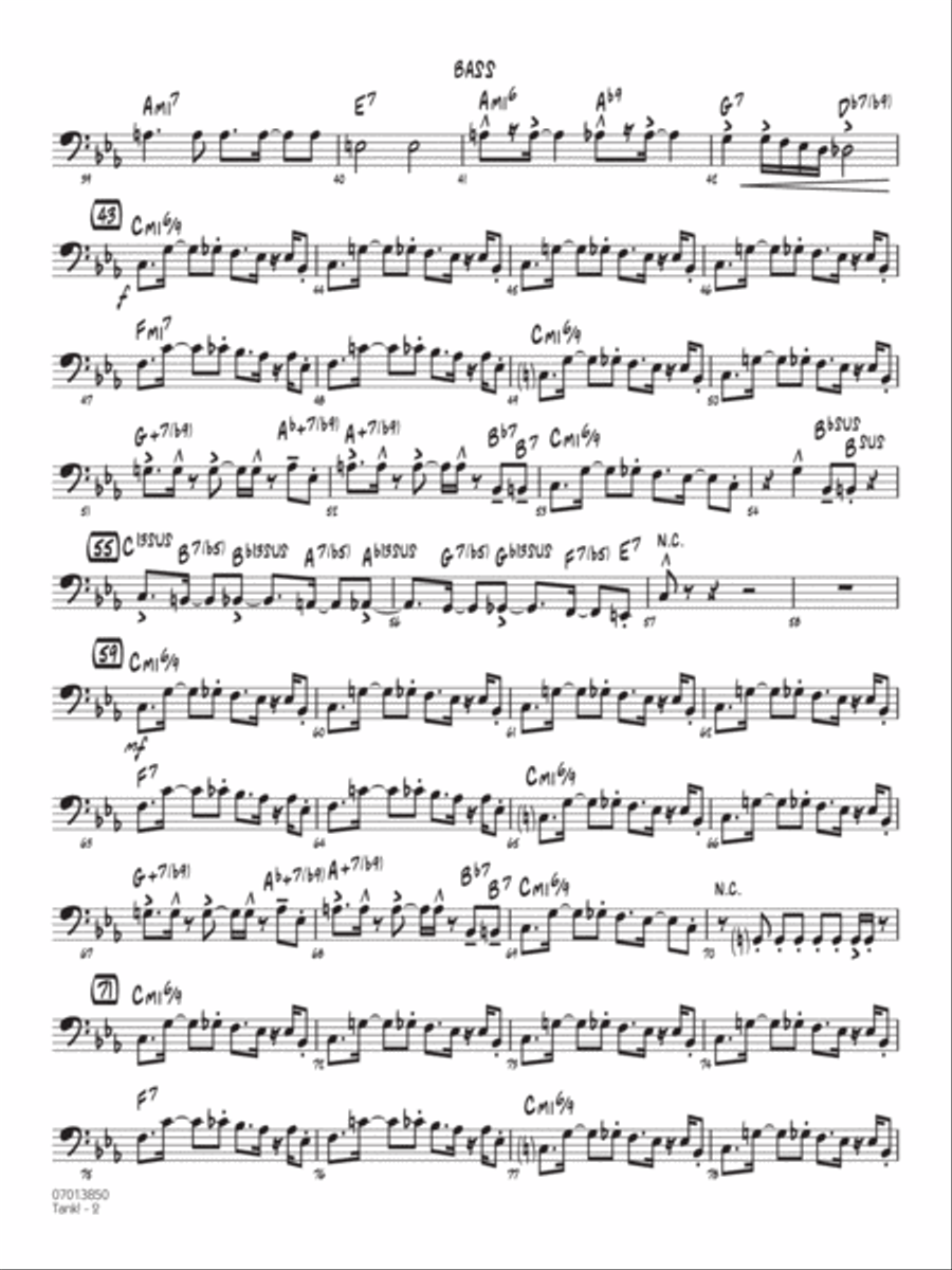 Tank! (from Cowboy Bebop) (arr. John Wasson) - Bass Jazz Ensemble scores gallery preview page 2