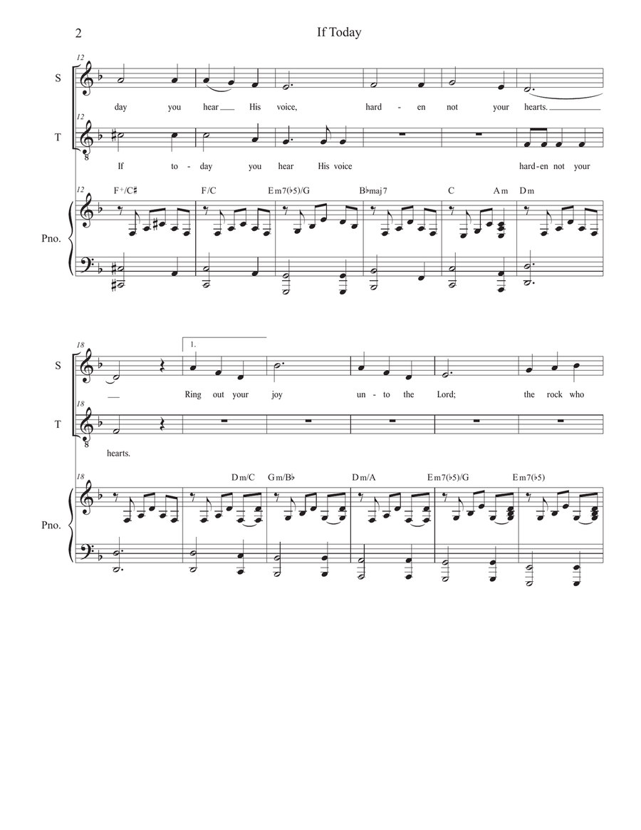 If Today (2-part choir - (Soprano and Tenor) (Easy Choir Version) 2-Part scores gallery preview page 2