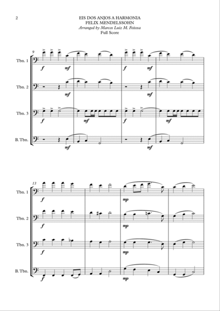 Hark The Herald Angels Sing (Eis dos Anjos a Harmonia) - Trombone Quartet Trombone Quartet scores gallery preview page 4