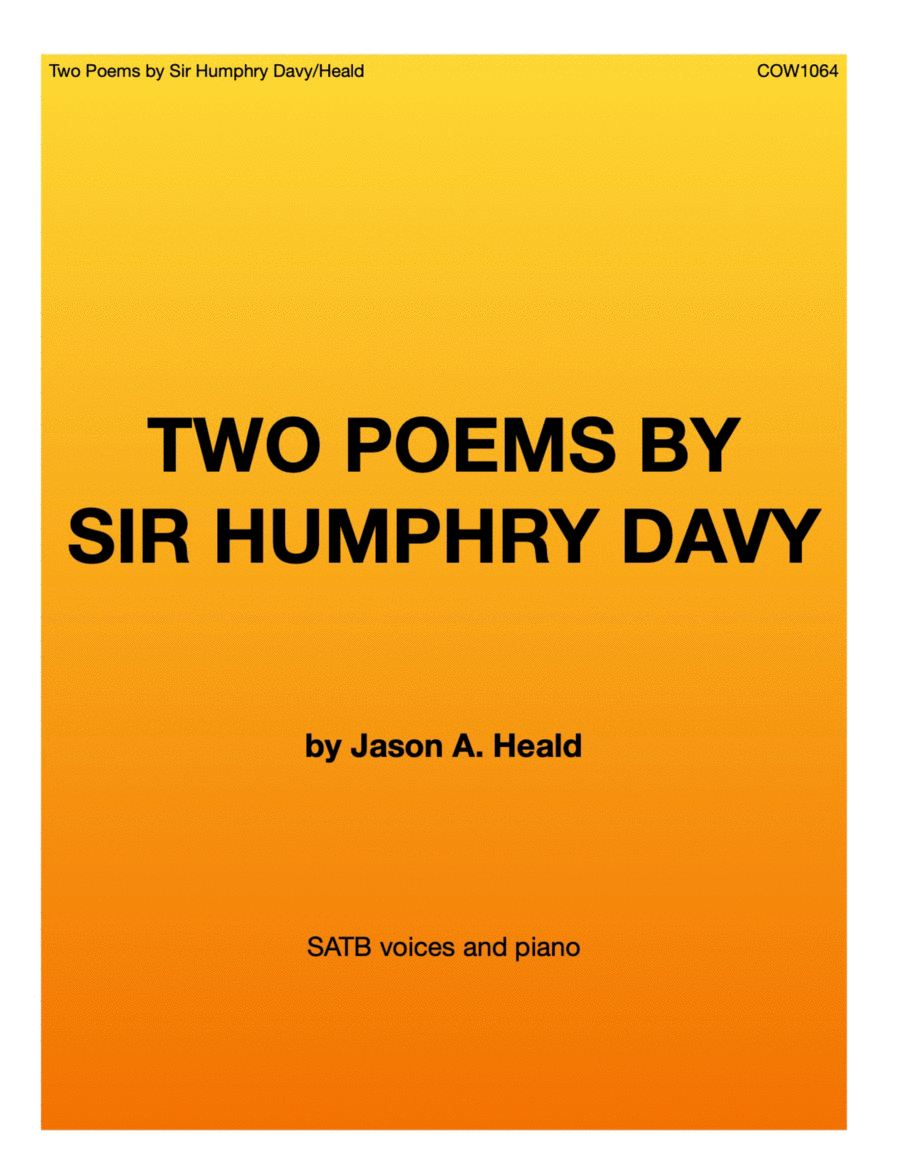 "Two Poems by Sir Humphry Davy" for SATB choir image number null