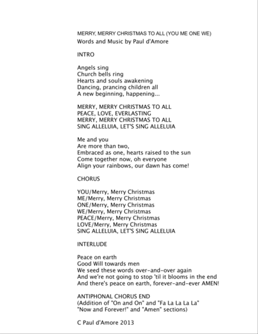 Merry, Merry Christmas To All(YOU ME ONE WE) Choir scores gallery preview page 2
