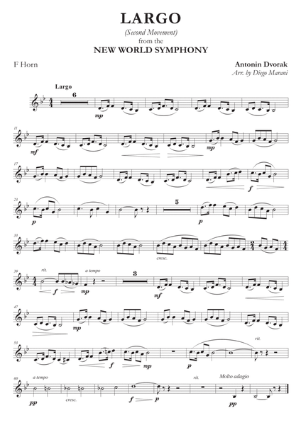 Largo from "New World Symphony" for Horn and Piano image number null