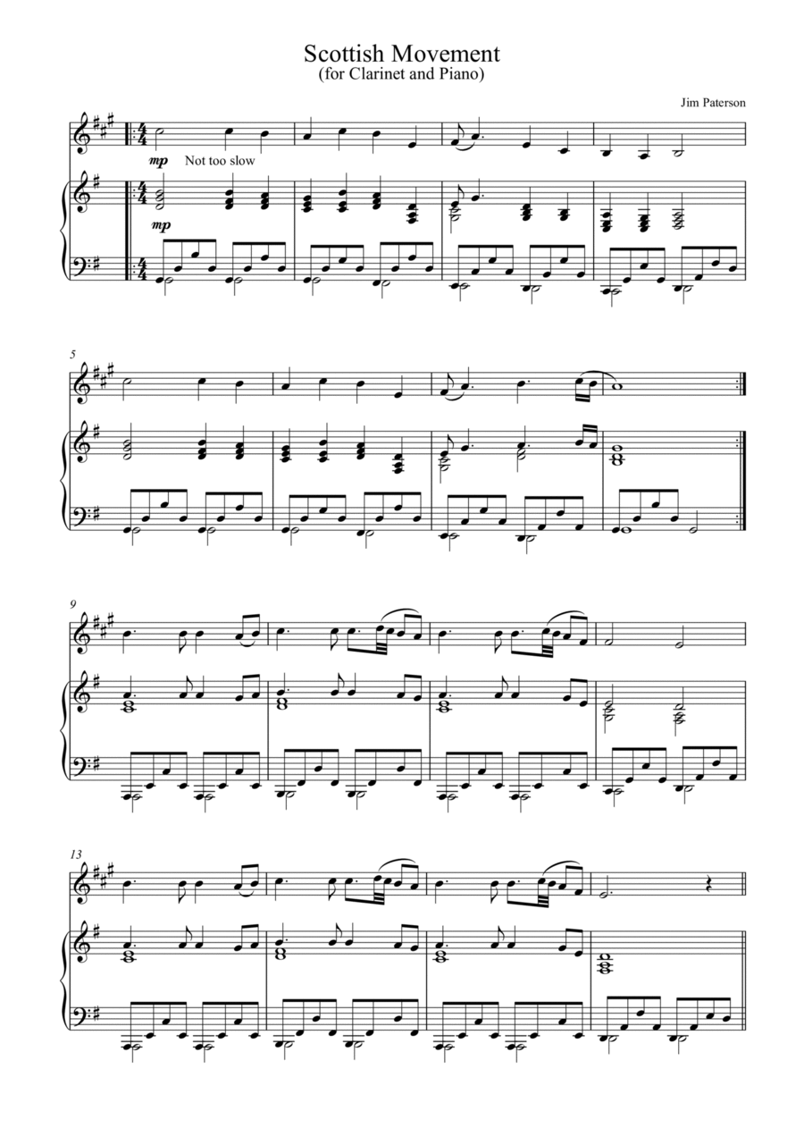 Scottish Movement (Clarinet and Piano) Clarinet Solo scores gallery preview page 1