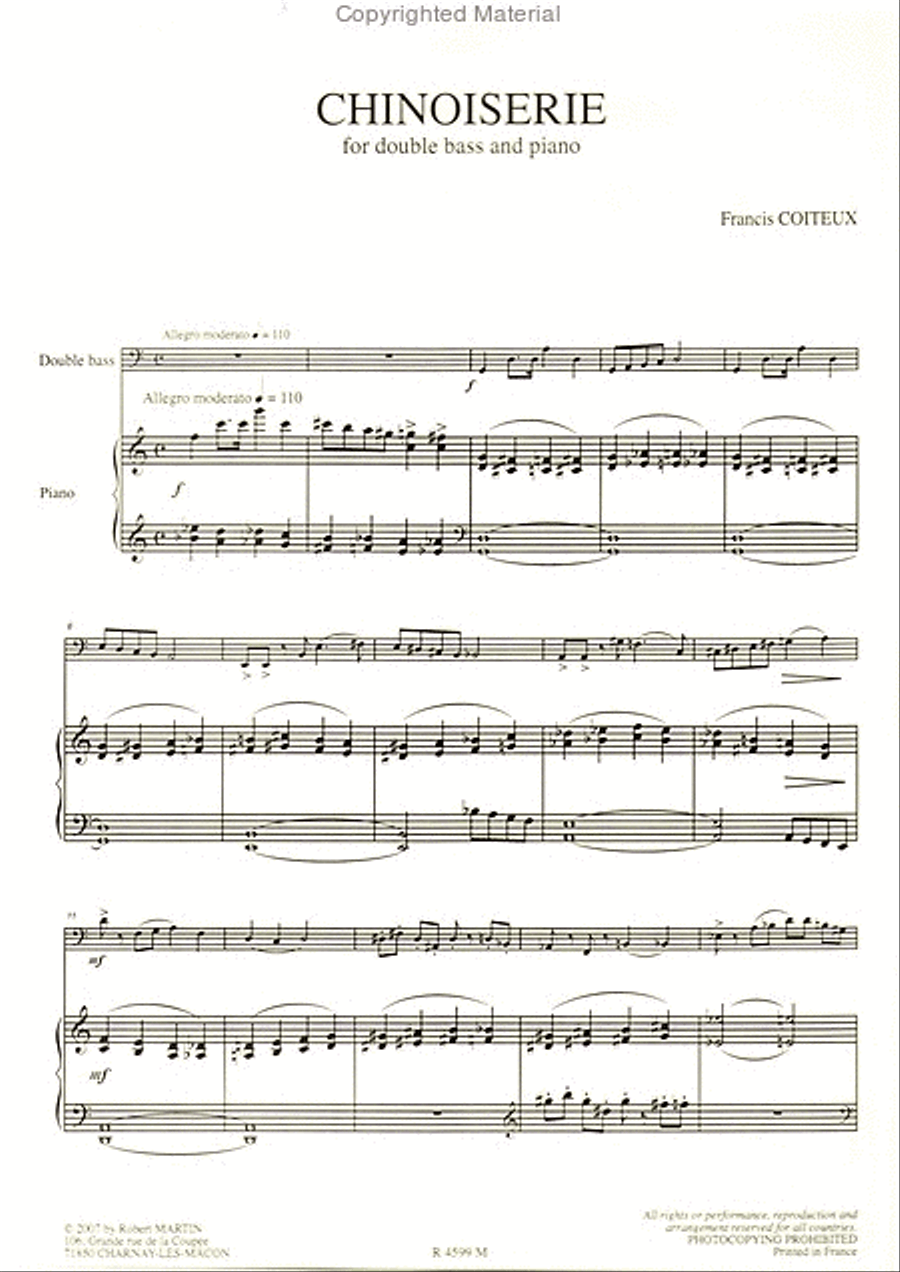 Chinoiserie, pour contrebasse à cordes Double Bass scores gallery preview page 2