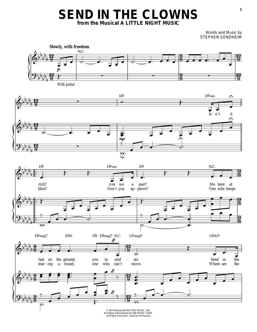 Send In The Clowns Piano, Vocal scores gallery preview page 1