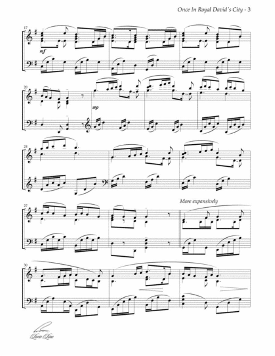 Once In Royal David's City Piano Solo scores gallery preview page 3
